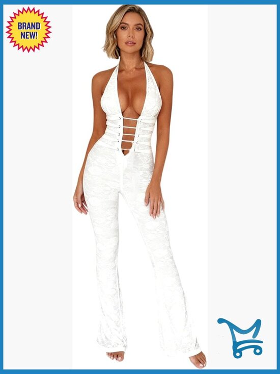 Pants - Sheer Mesh Lace Jumpsuit Sleeveless Bodycon Club Party Romper